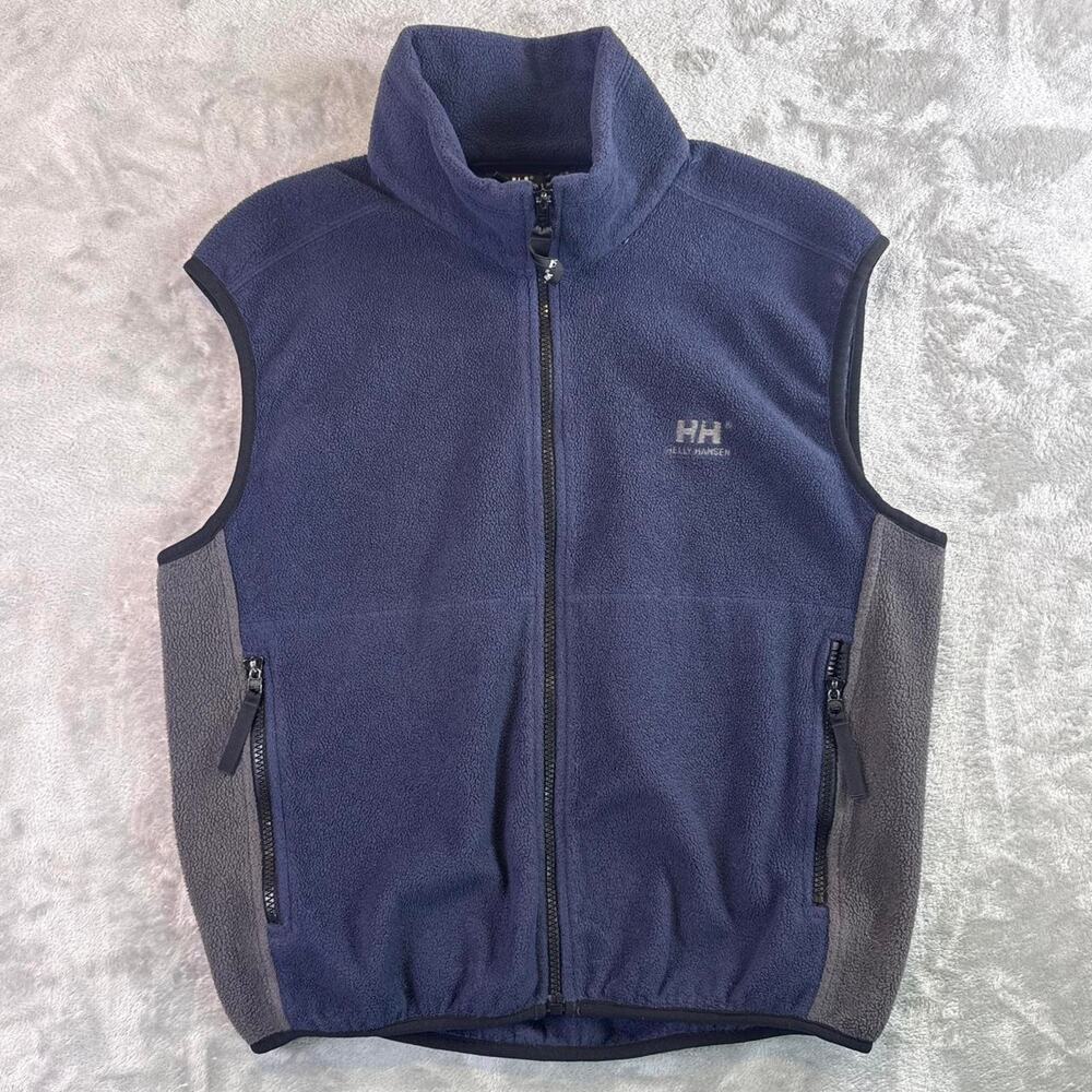 Helly Hansen Fleece Vest Navy Gray Full Zip Outdoor Hiking Gorpcore Mens M